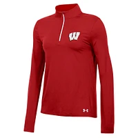 Women's Under Armour Red Wisconsin Badgers Gameday Knockout Quarter-Zip Top