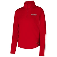 Women's Under Armour Red Wisconsin Badgers Gameday Knockout Sleeve Hit Quarter-Zip Jacket