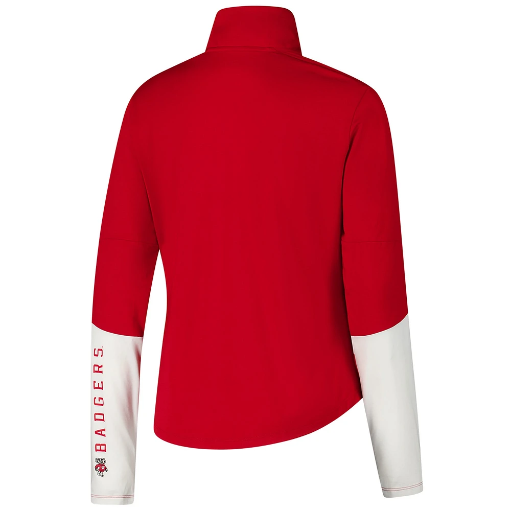 Women's Under Armour Red Wisconsin Badgers Gameday Knockout Sleeve Hit Quarter-Zip Jacket