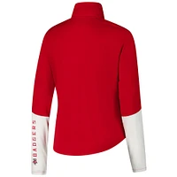 Women's Under Armour Red Wisconsin Badgers Gameday Knockout Sleeve Hit Quarter-Zip Jacket