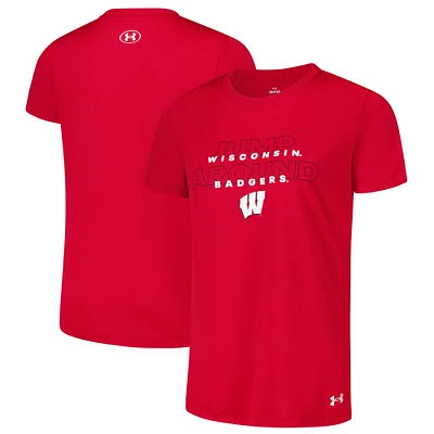 T-shirt Performance Rouge Wisconsin Badgers Under Armour pour femme