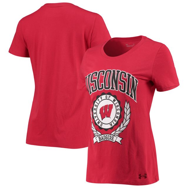 T-Shirt Femme Under Armour Rouge Wisconsin Badgers