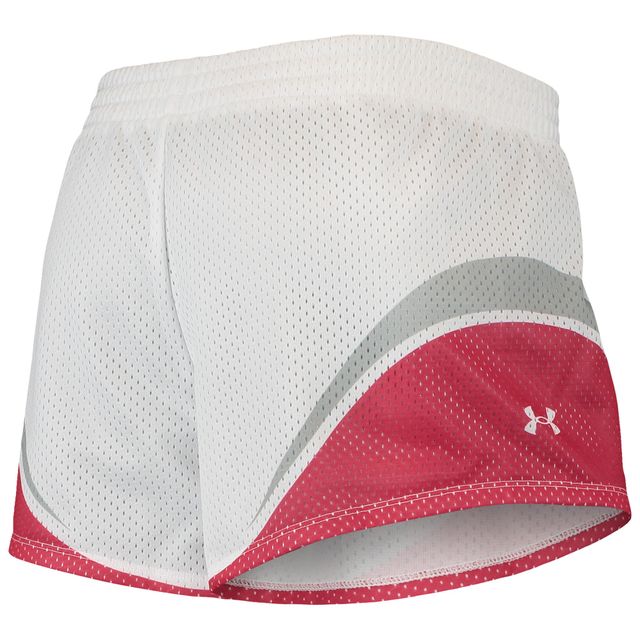 Under Armour Wisconsin Badgers Short en maille pour femme Blanc/Rouge