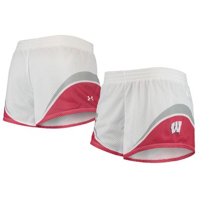 Women's Under Armour White/Red Wisconsin Badgers Mesh Shorts