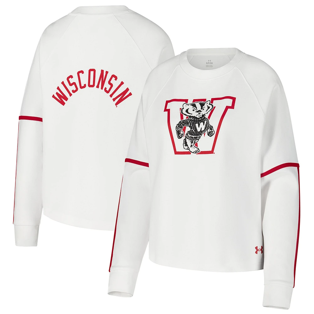 Sweat-shirt à enfiler en tricot double Gameday pour femme Under Armour Wisconsin Badgers blanc