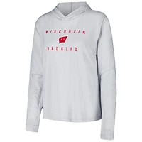 T-shirt à capuche manches longues et trois mélanges pour femme Under Armour Wisconsin Badgers, blanc, ultra-doux respirant