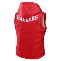 Women's WEAR by Erin Andrews Red/Cream Wisconsin Badgers Reversible Full-Zip Hoodie Vest