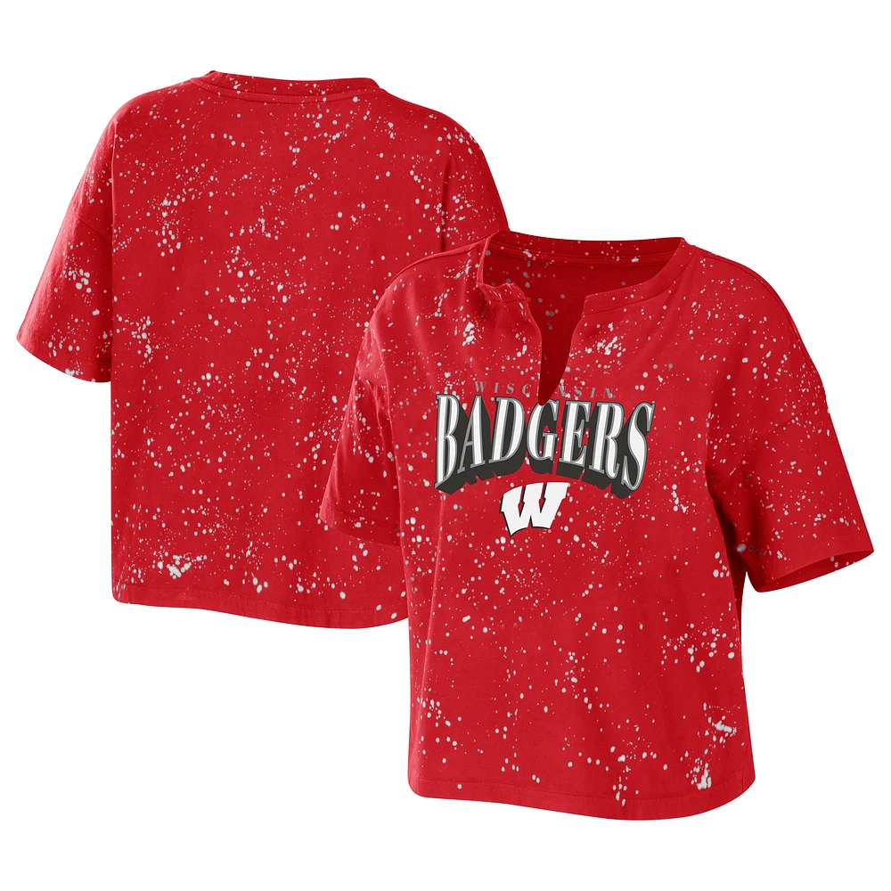 T-shirt rouge à éclaboussures Wisconsin Badgers pour femme WEAR by Erin Andrews