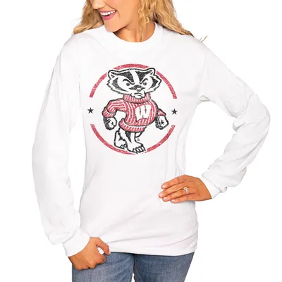Wisconsin Badgers Women's End Zone Long Sleeve T-Shirt - White