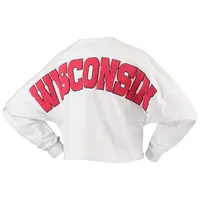 T-shirt à manches longues blanc Wisconsin Badgers Laurels pour femme