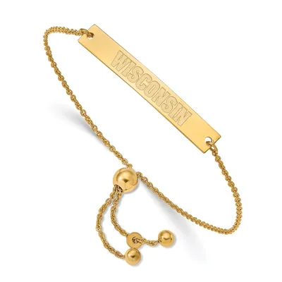 Wisconsin Badgers Women's Sterling Silver Gold-Plated Adjustable Bar Bracelet