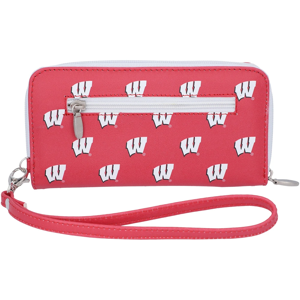 Portefeuille zippé à poignet Wisconsin Badgers pour femme