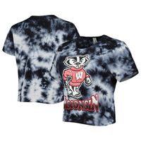 Women's ZooZatz Black Wisconsin Badgers Cloud-Dye Cropped T-Shirt