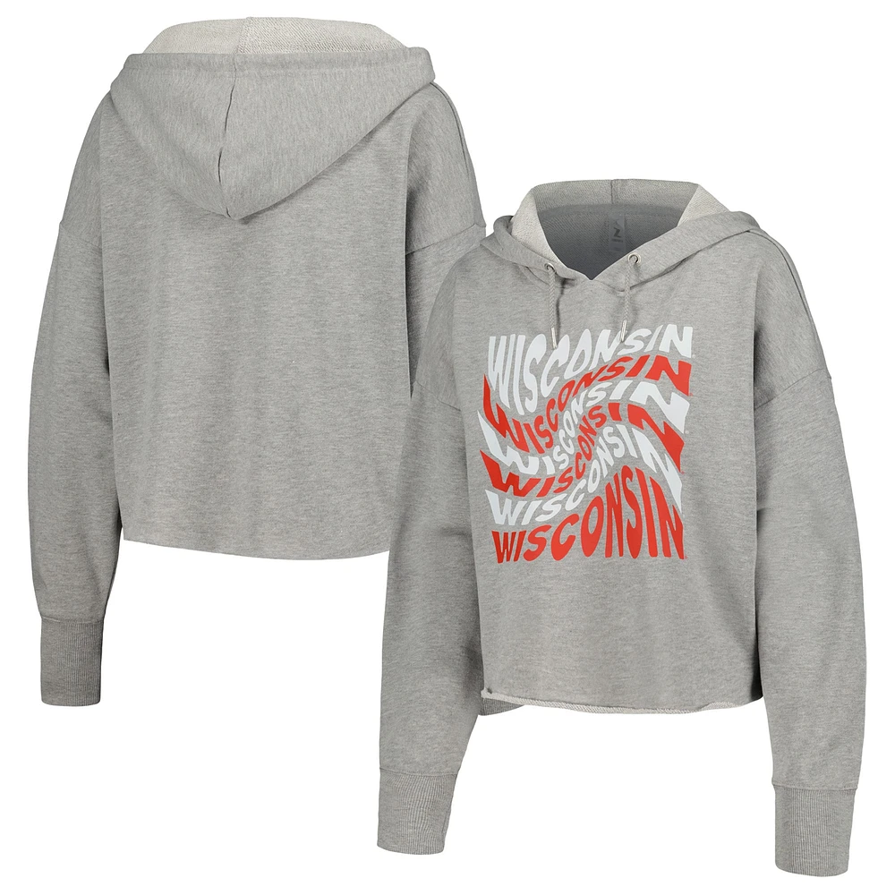 Sweat à capuche court tourbillon Wisconsin Badgers ZooZatz pour femme, gris