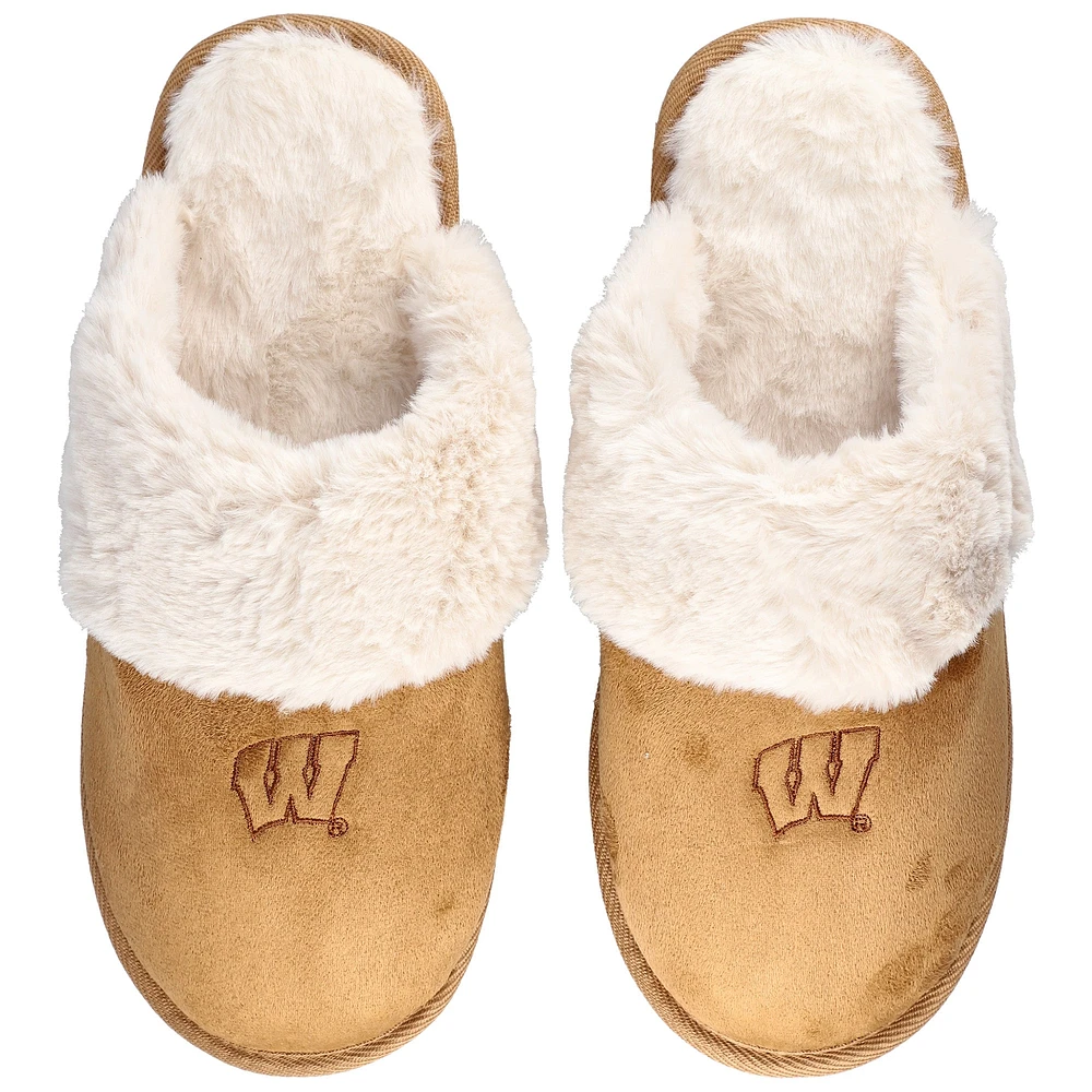 Chaussons en fausse fourrure pour femmes ZooZatz Wisconsin Badgers