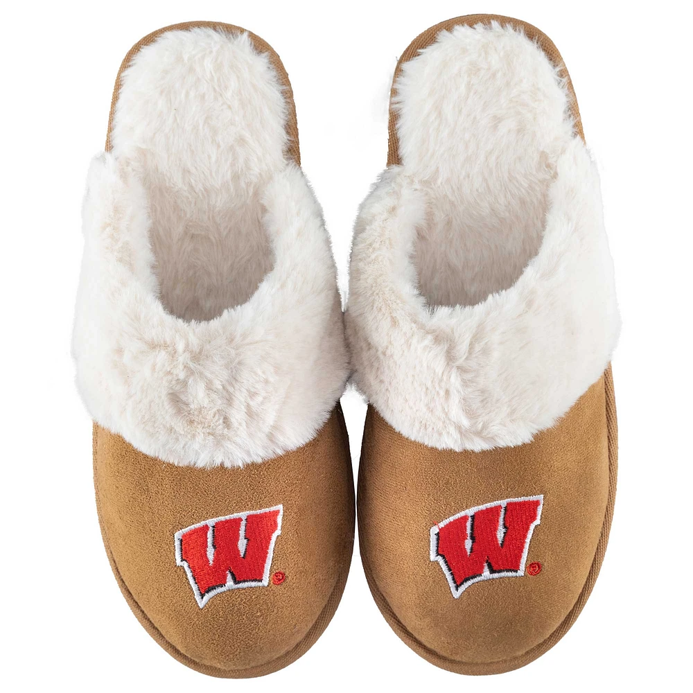 ZooZatz Wisconsin Badgers, Pantoufles en Fausse Fourrure pour Femmes