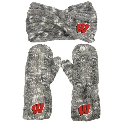 Wisconsin Badgers ZooZatz Women's Logo Marled Headband and Mitten Set