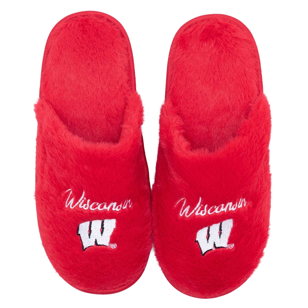 ZooZatz Wisconsin Badgers Team Pantoufles en fausse fourrure pour femmes