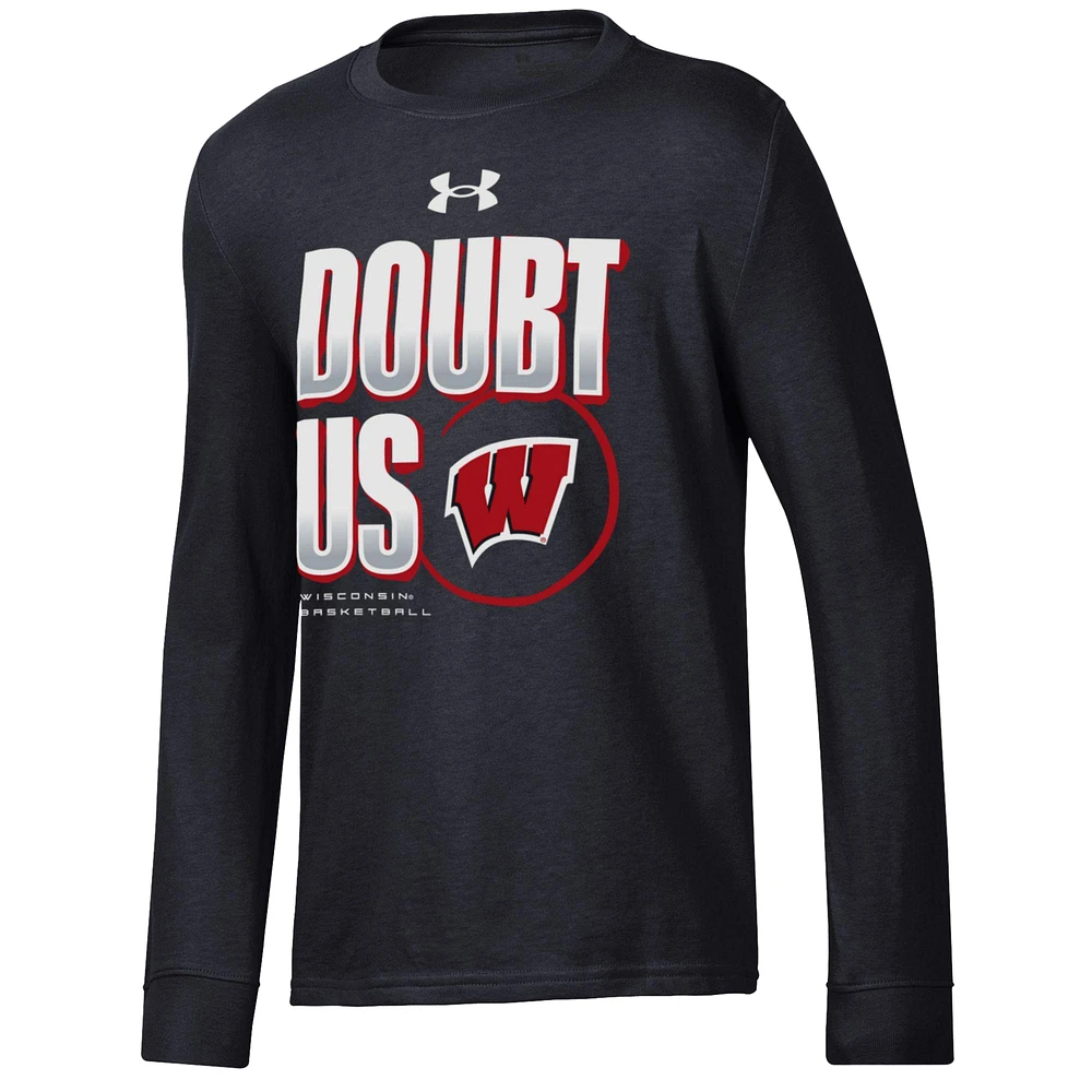 Youth Under Armour  Black Wisconsin Badgers March Madness Unity Long Sleeve T-Shirt