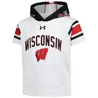 Youth Under Armour  White Wisconsin Badgers ArmourFuse Jersey Raglan Hooded T-Shirt