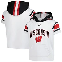 Youth Under Armour  White Wisconsin Badgers ArmourFuse Jersey Raglan Hooded T-Shirt