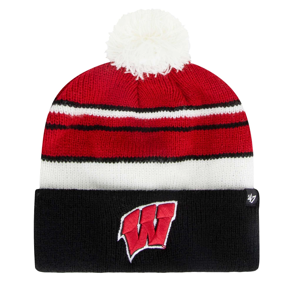 Bonnet en tricot à revers avec pompon pour jeunes de l'équipe Peewee des Wisconsin Badgers de 1947