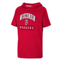 Youth Colosseum Heather Red Wisconsin Badgers Varsity Hooded T-Shirt