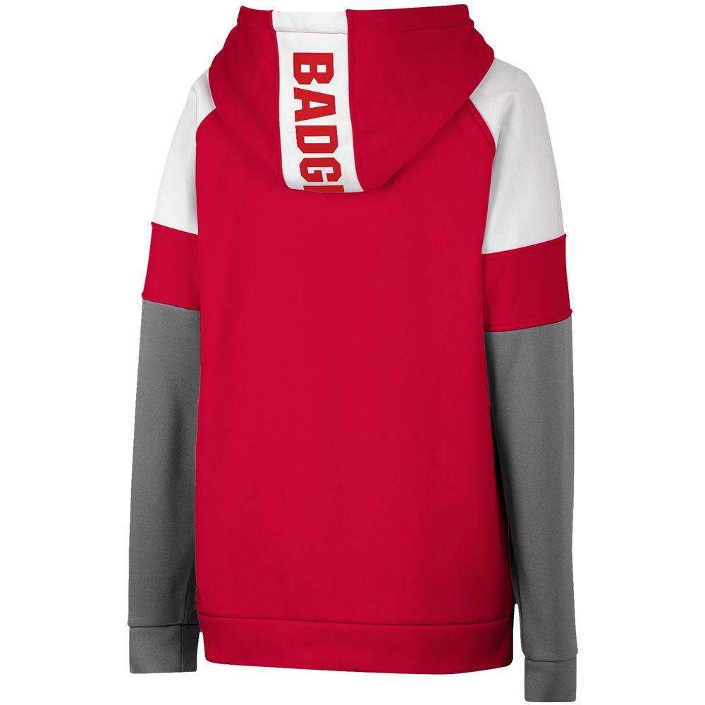 Youth Colosseum Red Wisconsin Badgers Colorblock Raglan Pullover Hoodie