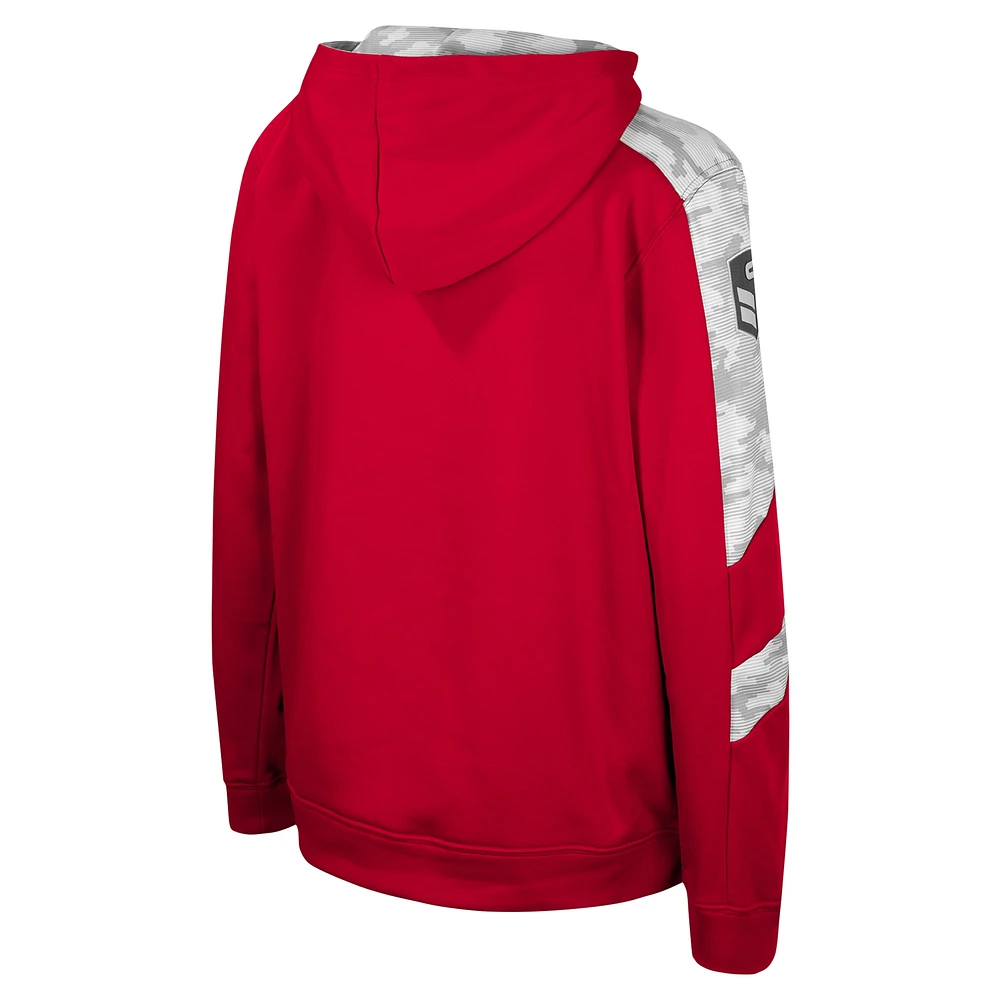 Sweat à capuche camouflage numérique Cyclone pour jeunes Colosseum Red Wisconsin Badgers OHT