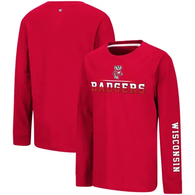 Wisconsin Badgers Colosseum Youth Two-Hit Long Sleeve T-Shirt - Red