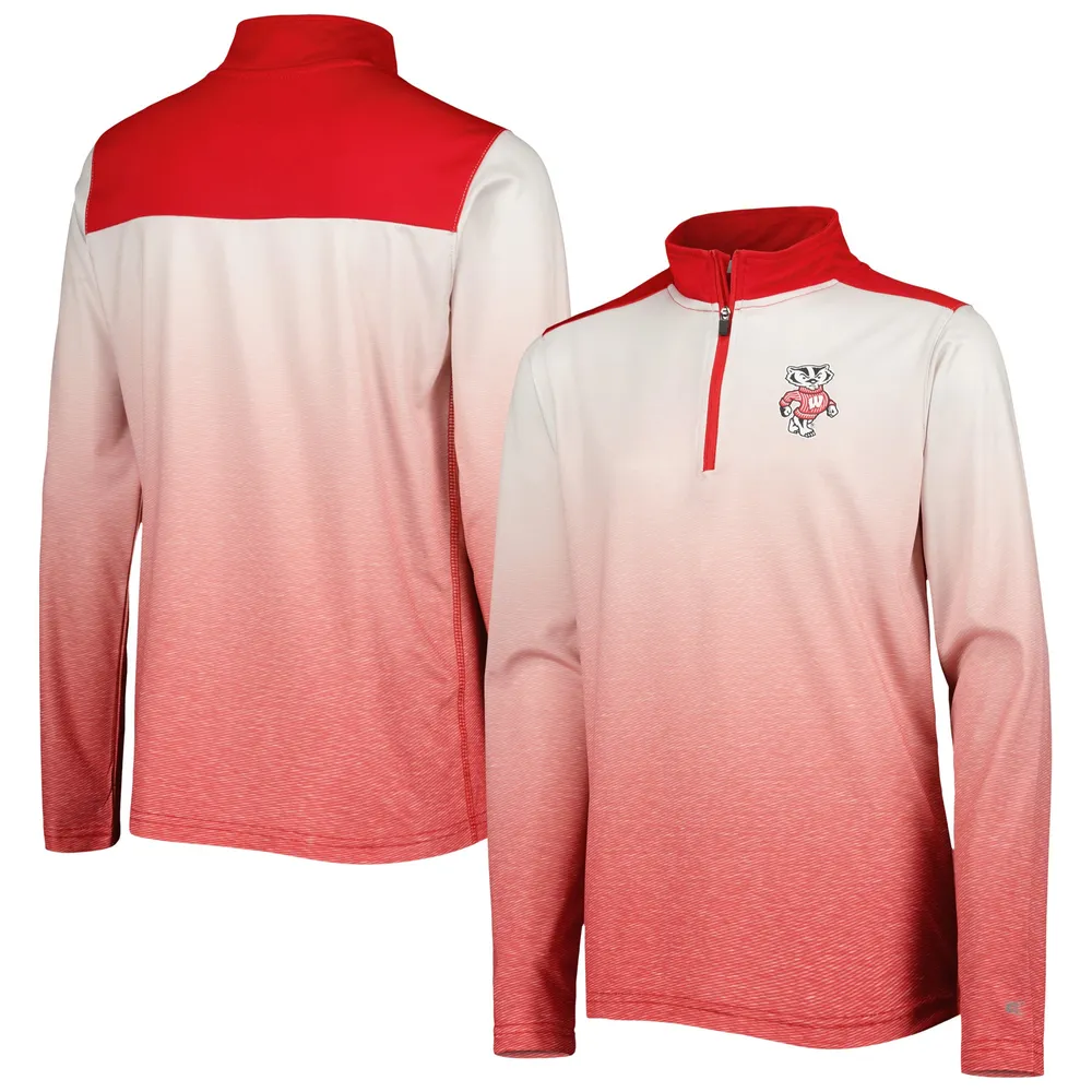 Veste Colosseum Wisconsin Badgers Max à quart de glissière pour jeune, blanc/rouge