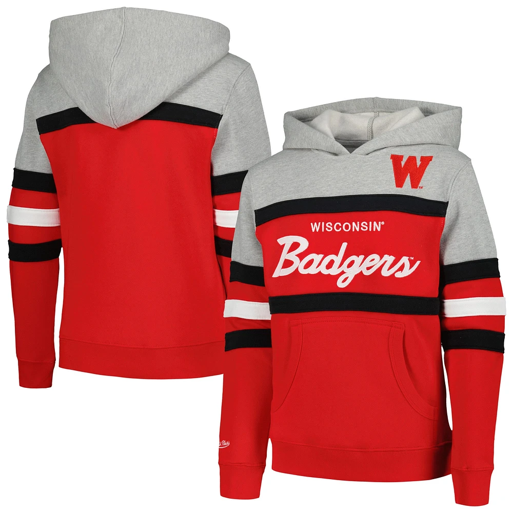 Sweat à capuche rouge pour jeunes Mitchell & Ness, entraîneur-chef des Badgers du Wisconsin