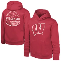 Youth Red Wisconsin Badgers Team Banner Fleece Pullover Hoodie