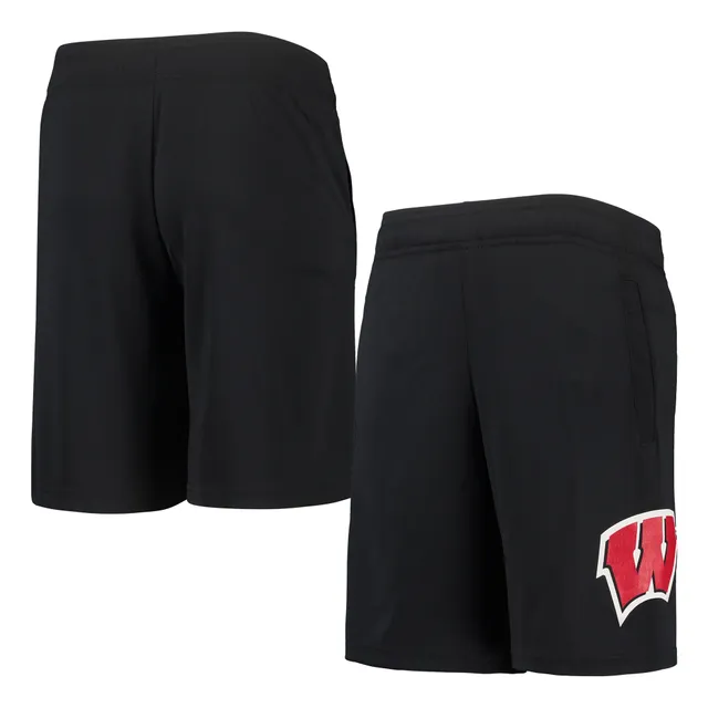 Women's Under Armour Heathered Black Wisconsin Badgers Performance Cotton  Shorts