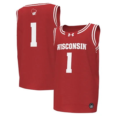 Maillot de basket-ball réplique pour jeunes Under Armour #1 des Badgers du Wisconsin, rouge