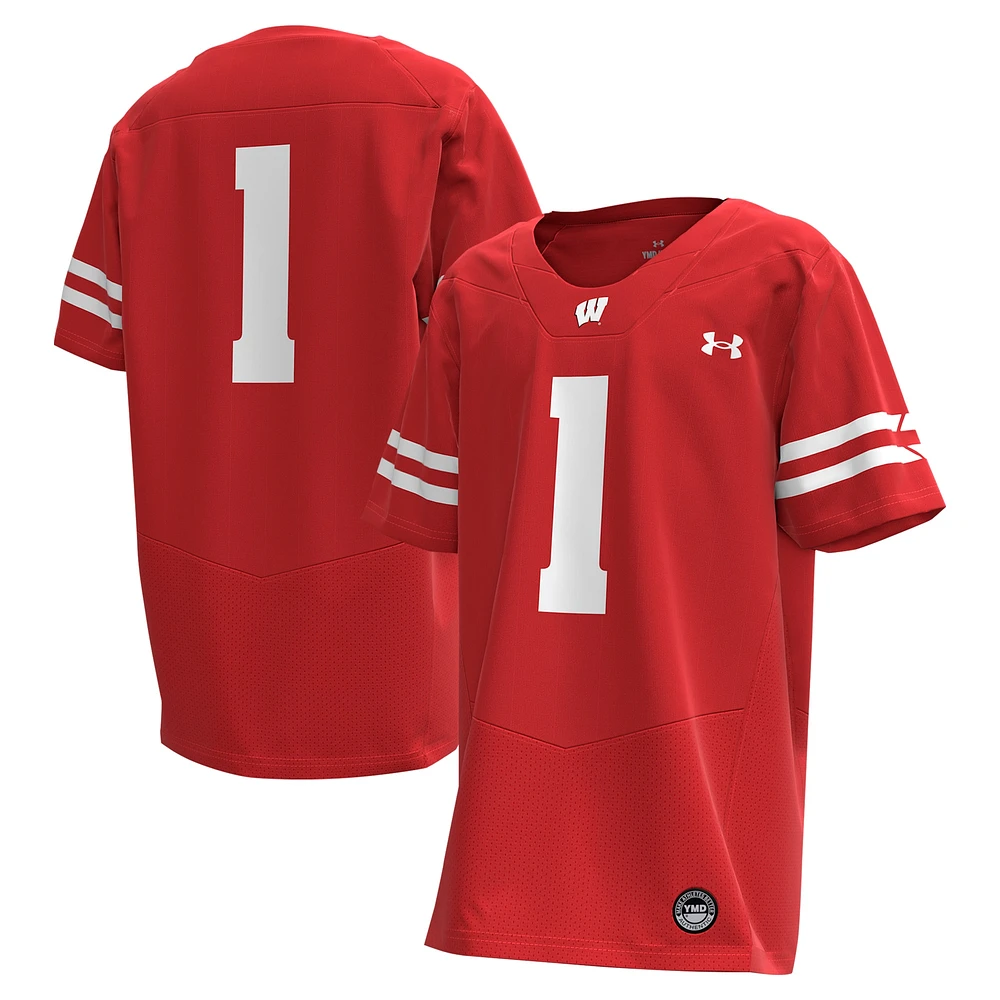 Maillot de football réplique pour jeunes Under Armour #1 des Badgers du Wisconsin, rouge