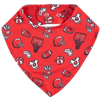 ZooZatz Red Wisconsin Badgers All Over Print Baby Bib