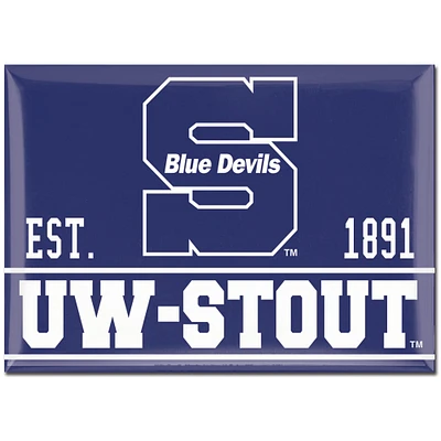 Aimant de réfrigérateur WinCraft Wisconsin Stout Blue Devils 2,5'' x 3,5''