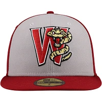 Casquette ajustée 59FIFTY de la collection authentique Wisconsin Timber Rattlers New Era pour hommes, gris/bordeaux