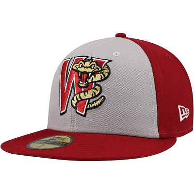 Casquette ajustée 59FIFTY de la collection authentique Wisconsin Timber Rattlers New Era pour hommes, gris/bordeaux