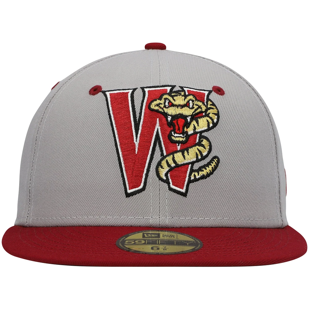 Men's New Era Gray Wisconsin Timber Rattlers Authentic Collection Road 59FIFTY Fitted Hat