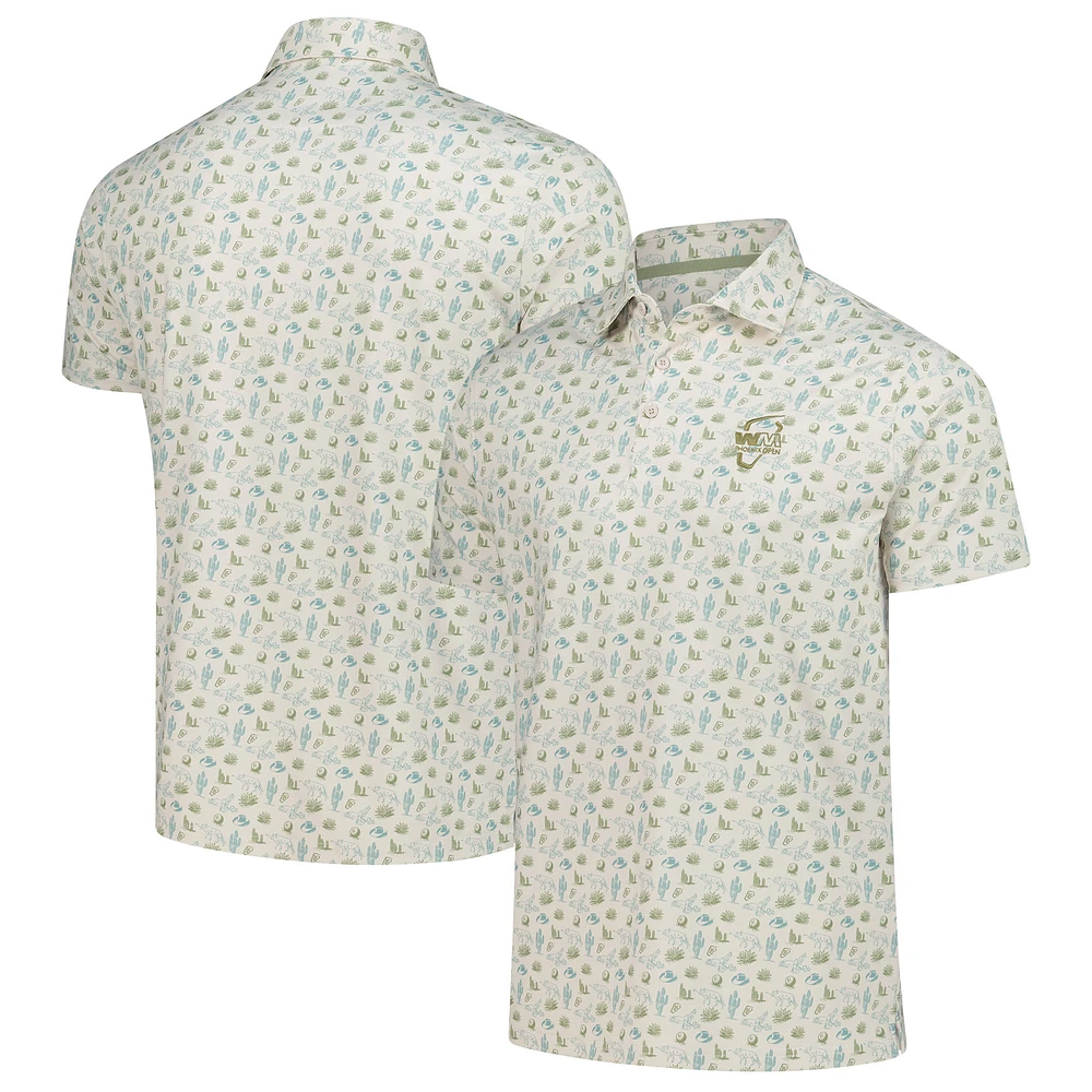 Polo de golf pour homme Barstool Khaki WM Phoenix Open Bull