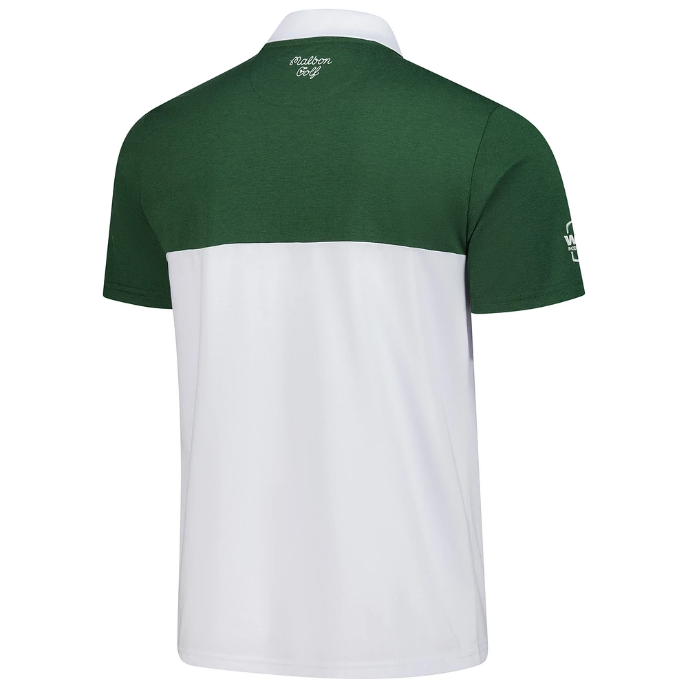 Polo piqué haute performance Malbon Golf blanc 2025 WM Phoenix Open pour homme