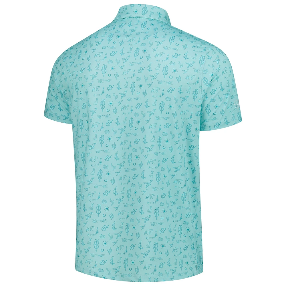 Polo imprimé personnalisé pour homme Barstool Golf Aqua WM Phoenix Open 16