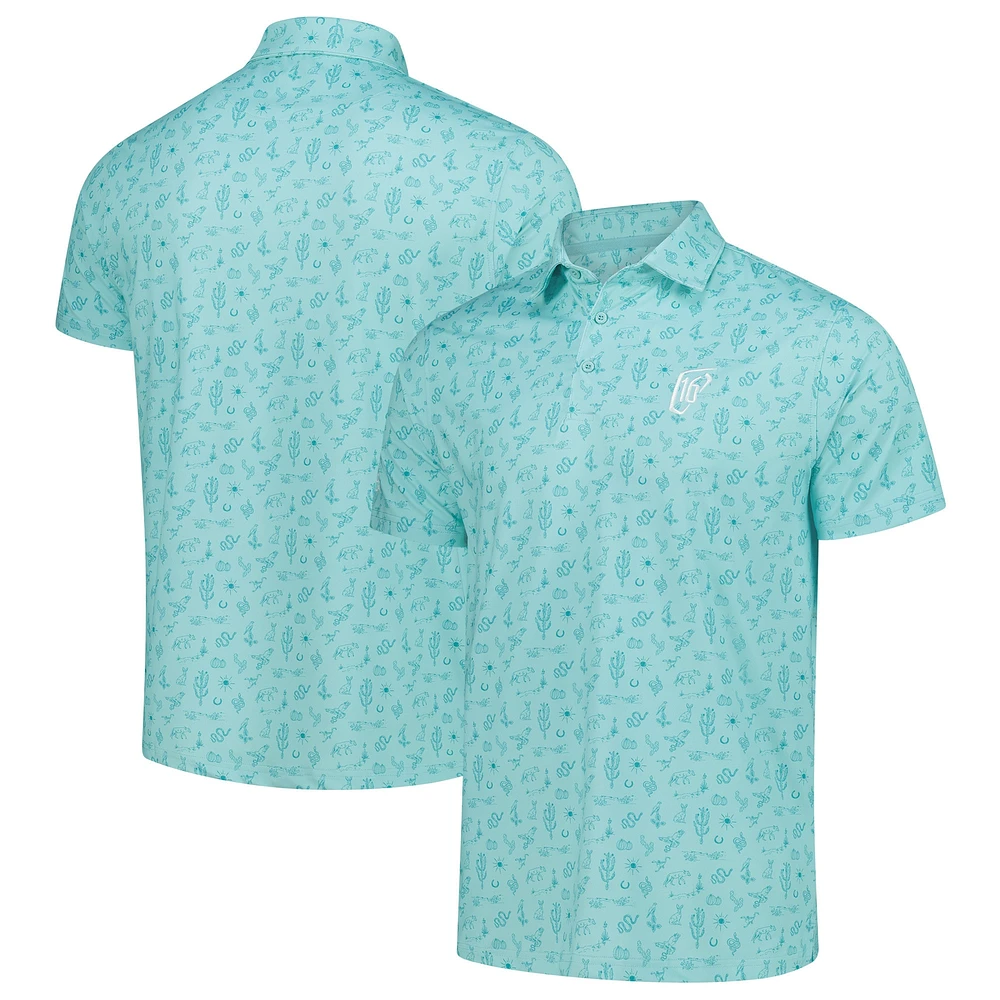 Polo imprimé personnalisé pour homme Barstool Golf Aqua WM Phoenix Open 16