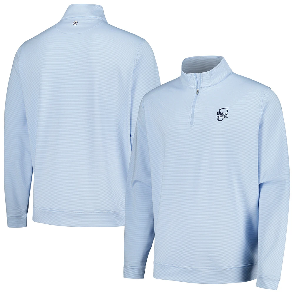 Haut à quart de zip Peter Millar WM Phoenix Open Perth Sugar Stripe Performance bleu clair pour hommes