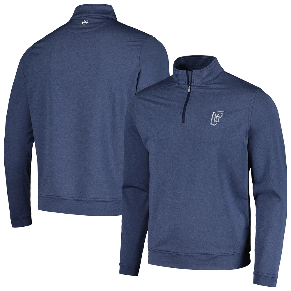 Men's Peter Millar Navy WM Phoenix Open Perth Mélange Performance Quarter-Zip Top