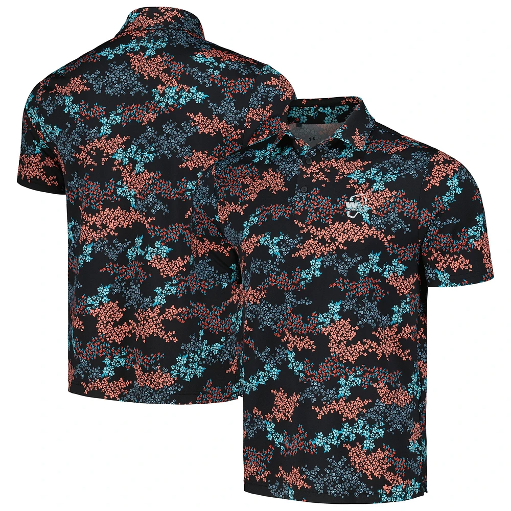 Polo noir à imprimé azalea Under Armour WM Phoenix Open Playoff 3.0 pour hommes