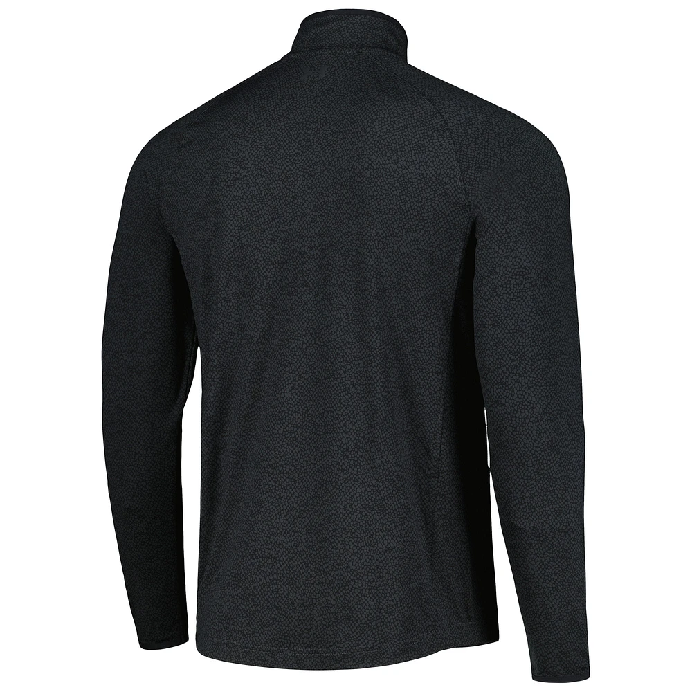 Veste noire Under Armour WM Phoenix Open T2 Shellrix Raglan Quarter-Zip pour hommes