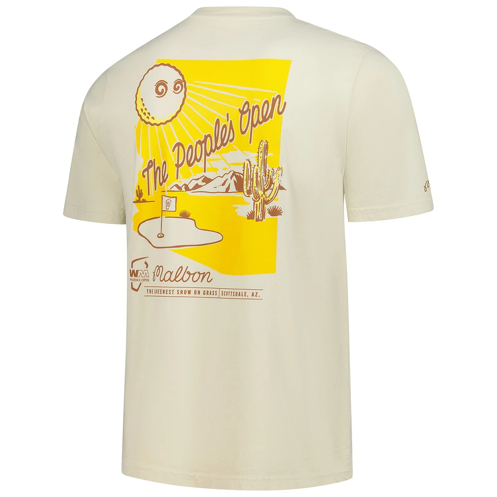 T-shirt unisexe Malbon Golf Cream 2025 WM Phoenix Open Arizona Sunrise